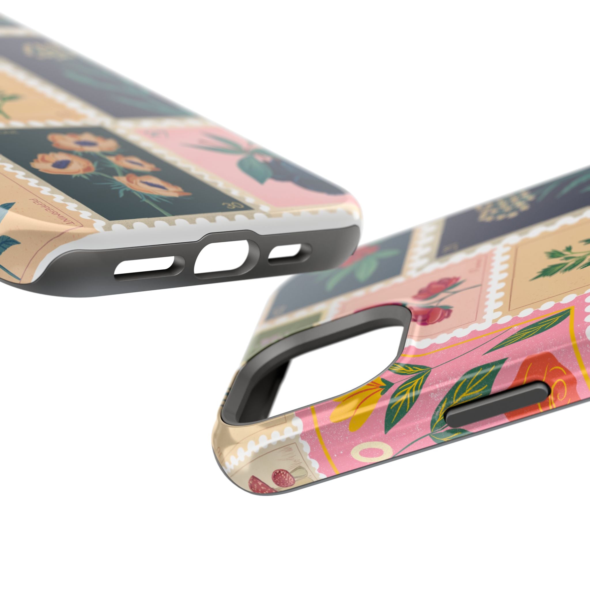 Floral Stamp Pattern Magnetic Impact-Resistant Phone Case