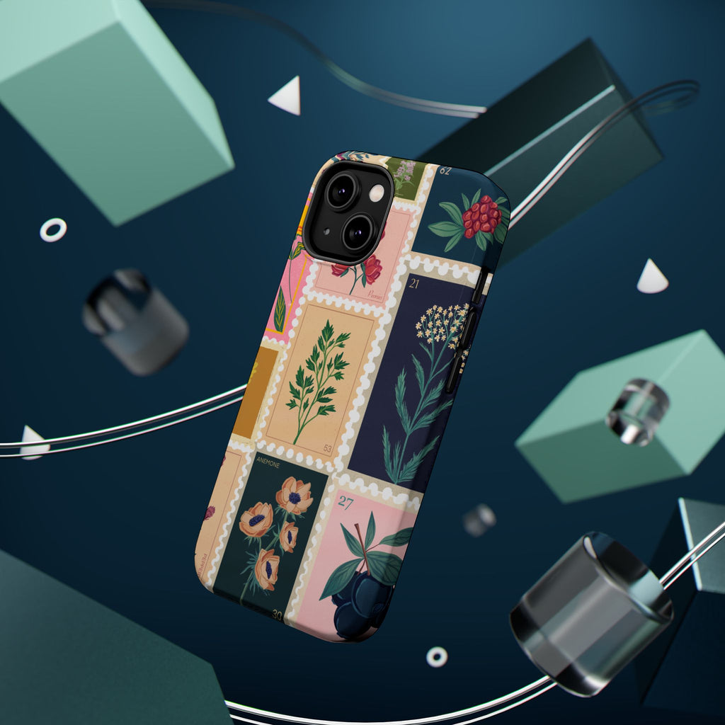 Floral Stamp Pattern Magnetic Impact-Resistant Phone Case