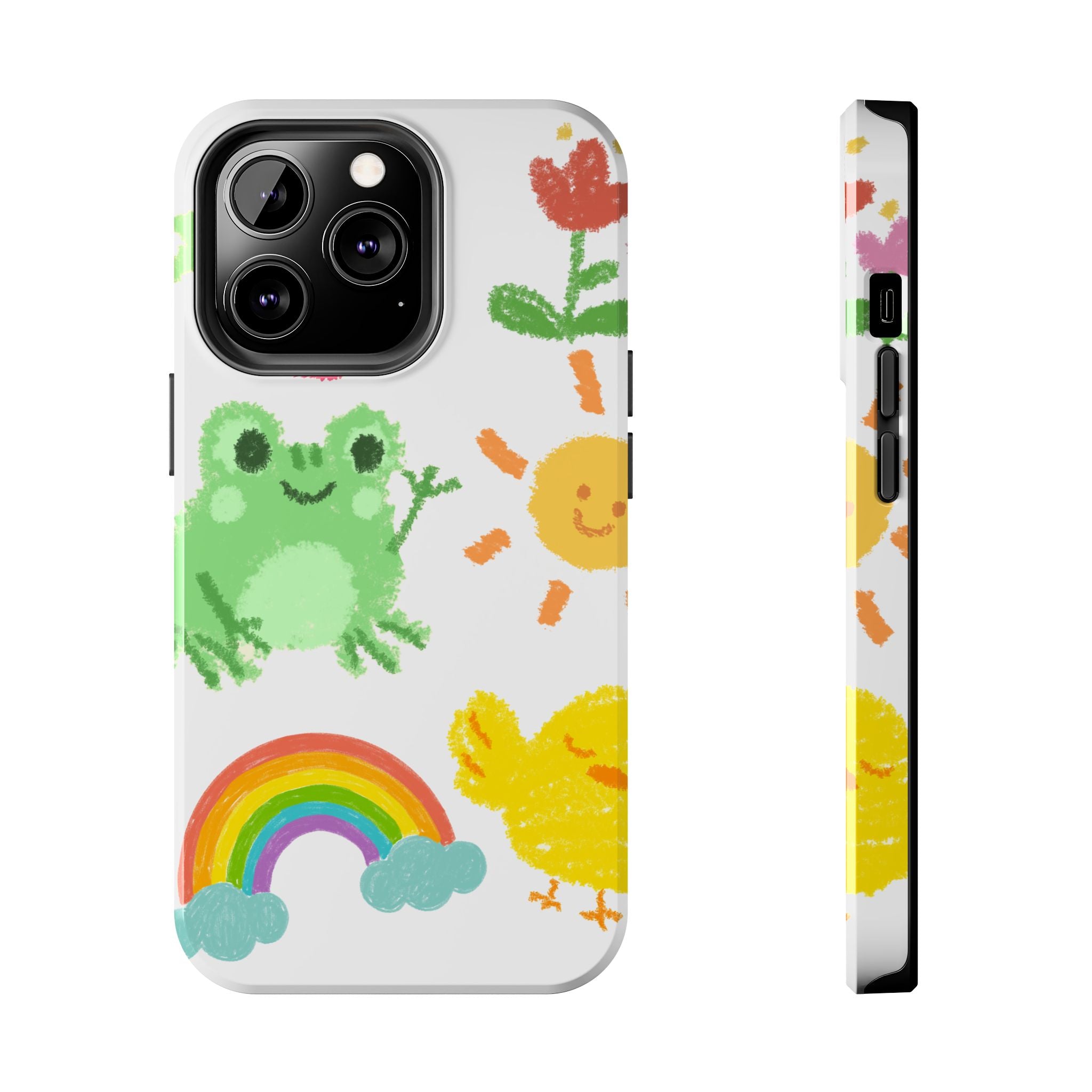 Cute Spring Critters Tough Phone Case — Frog, Rainbow & Sunshine Design