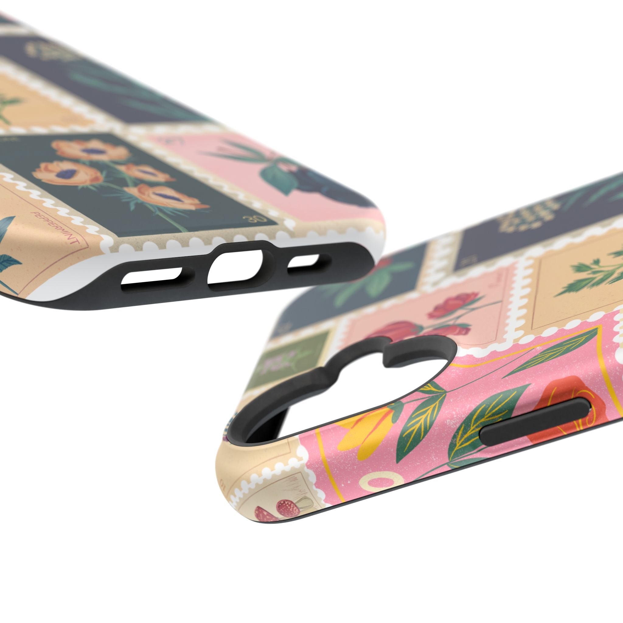 Floral Stamp Pattern Magnetic Impact-Resistant Phone Case